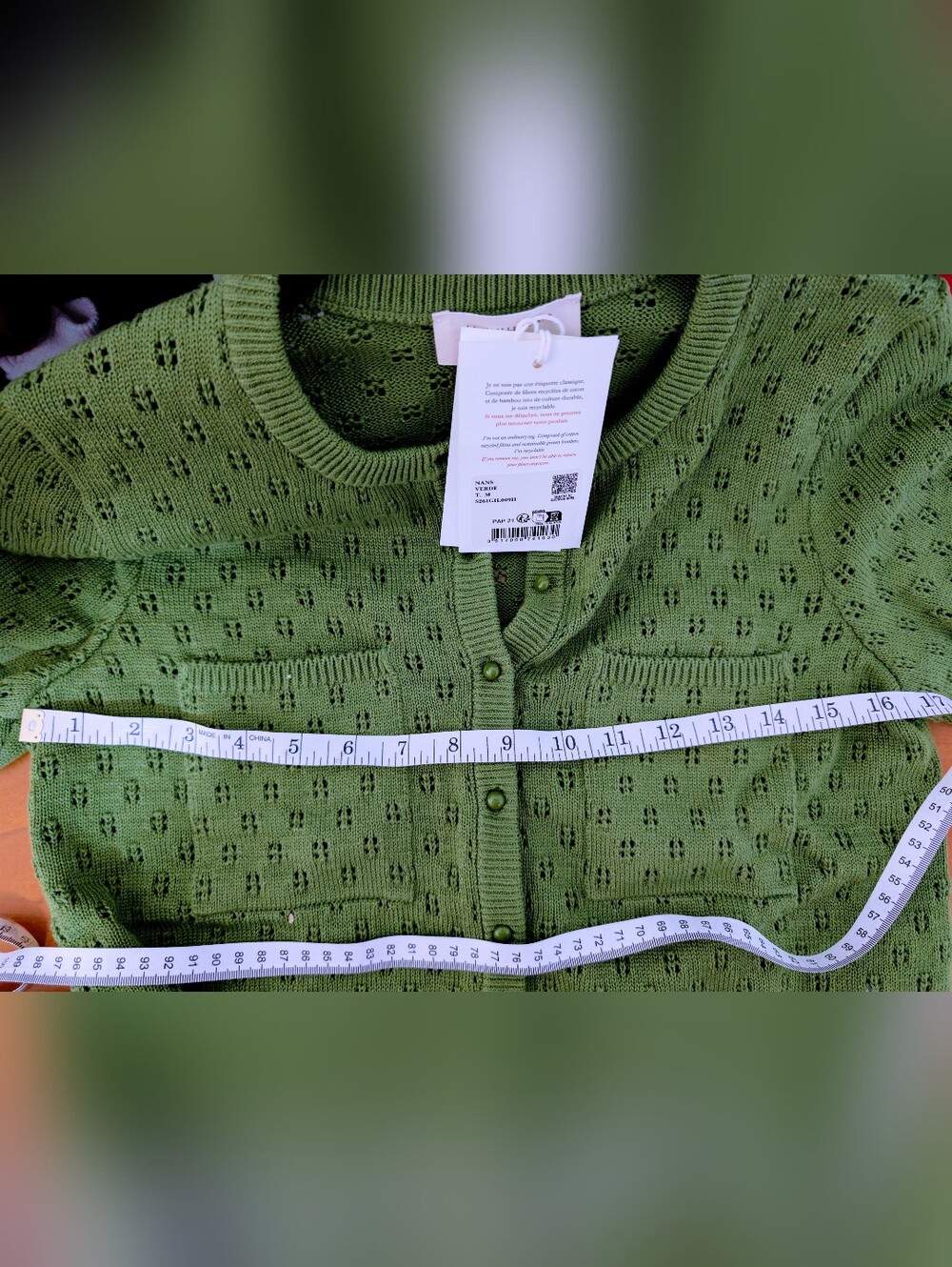 NWT Sezane Nans Cardigan Green - Size M - Picture 5 of 6